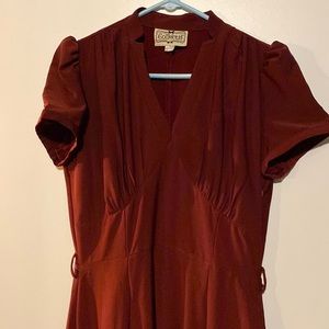 Collectif Deep Red Vintage-Style Wrap Dress